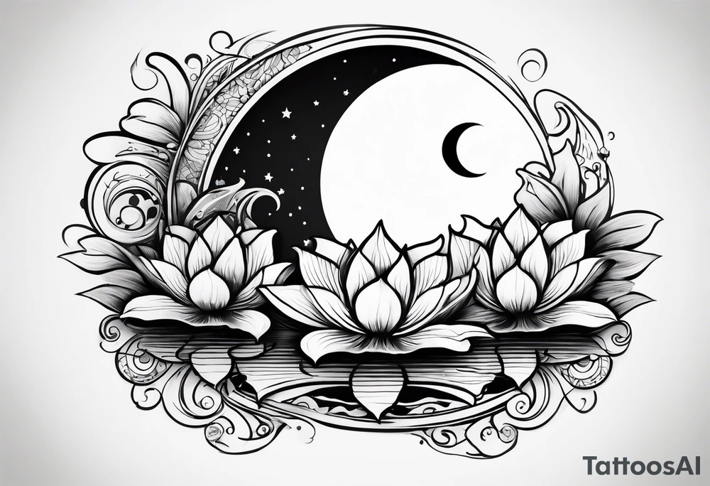Lilly pad and crescent moon tattoo idea