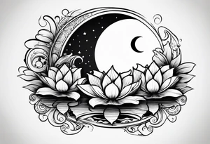 Lilly pad and crescent moon tattoo idea