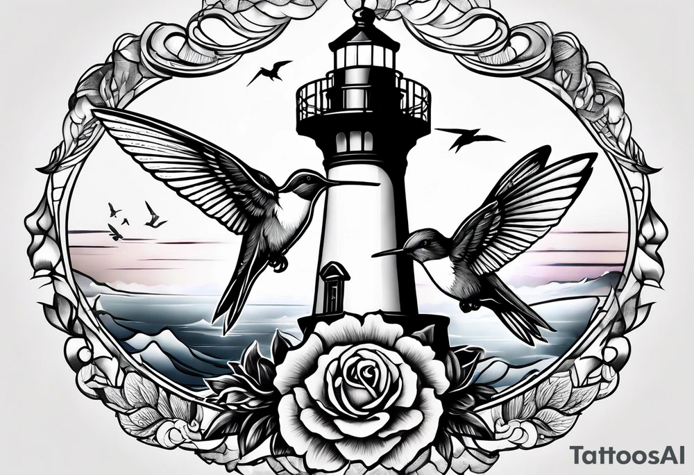 lighthouse hummingbird tattoo idea