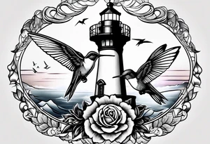 lighthouse hummingbird tattoo idea