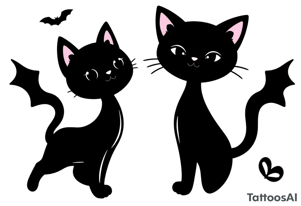Adorable Halloween black cat tattoo idea