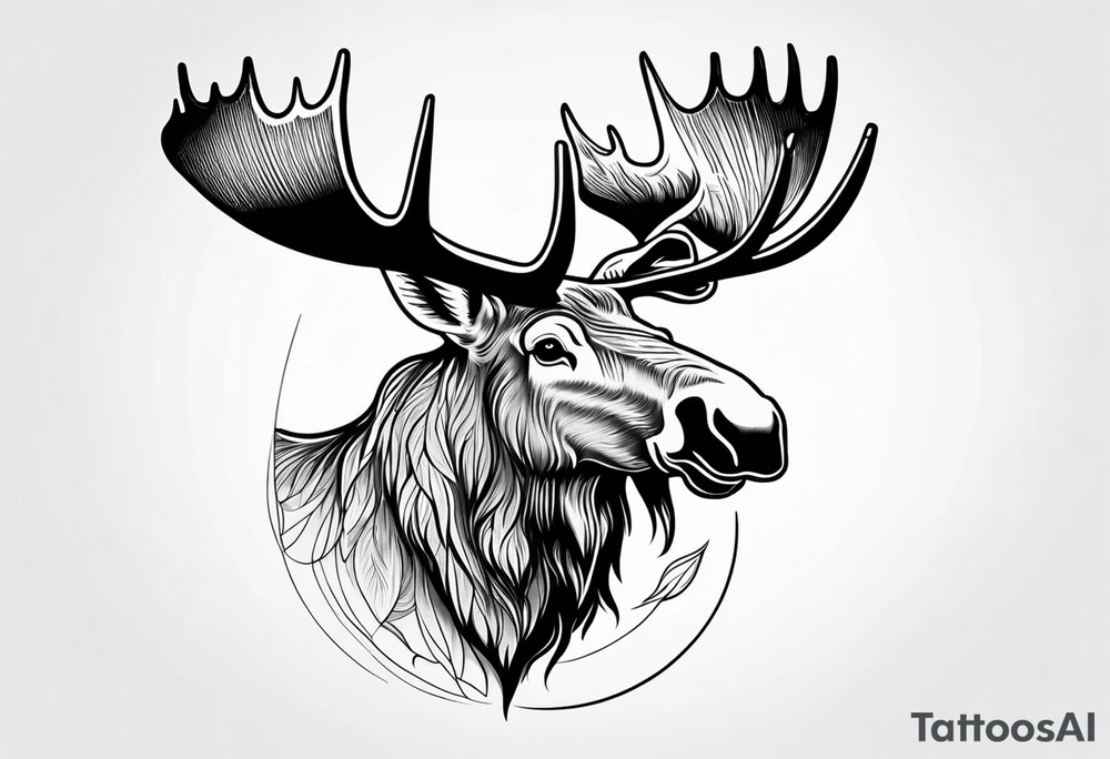 Moose body with the head of a goose tattoo idea