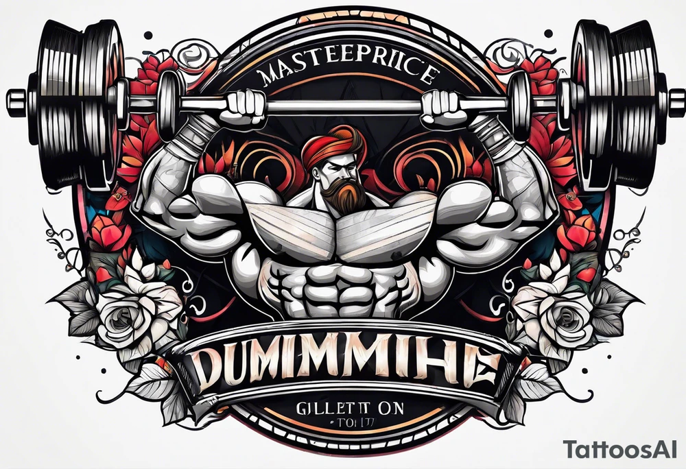 Dumbbell and strength mindset tattoo idea