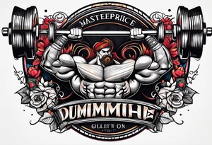 Dumbbell and strength mindset tattoo idea