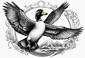 Dabbling Duck dressed like a wizard casting a spell with his wand tattoo idea