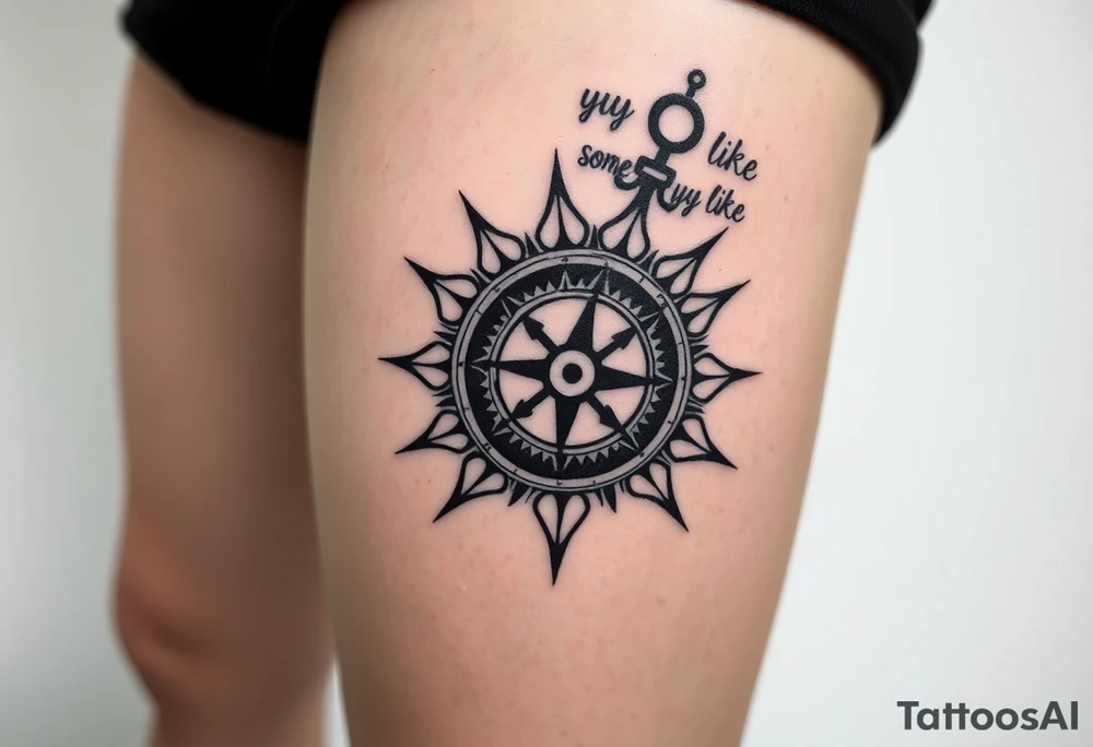 Sundial casting shadow with handwriting “Hug somebody ya like” above. tattoo idea