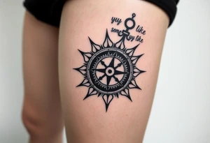 Sundial casting shadow with handwriting “Hug somebody ya like” above. tattoo idea
