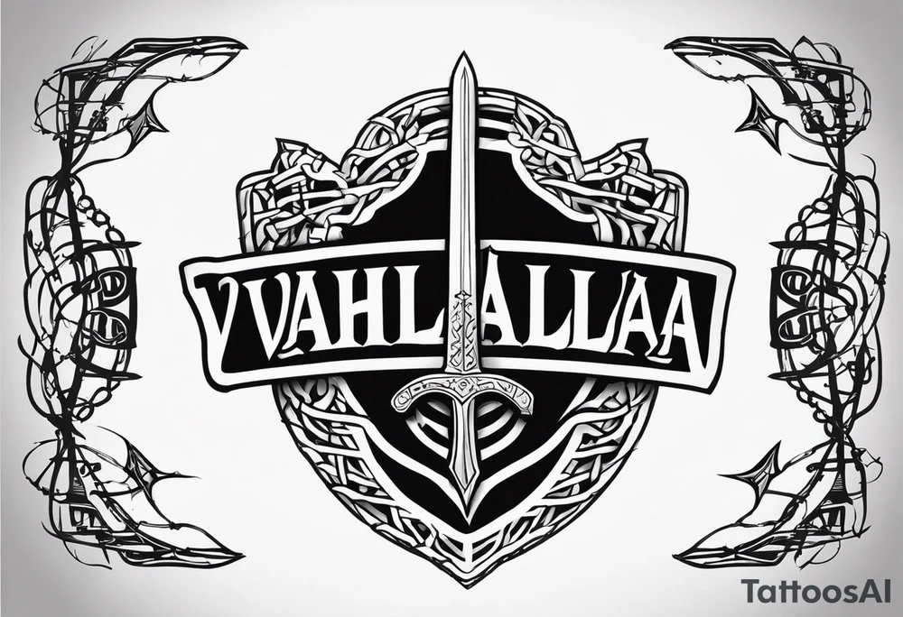 Valhalla sword shield barb wire tattoo idea