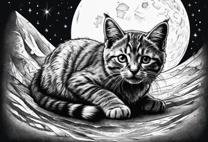 The little cat walking in the moon tattoo idea