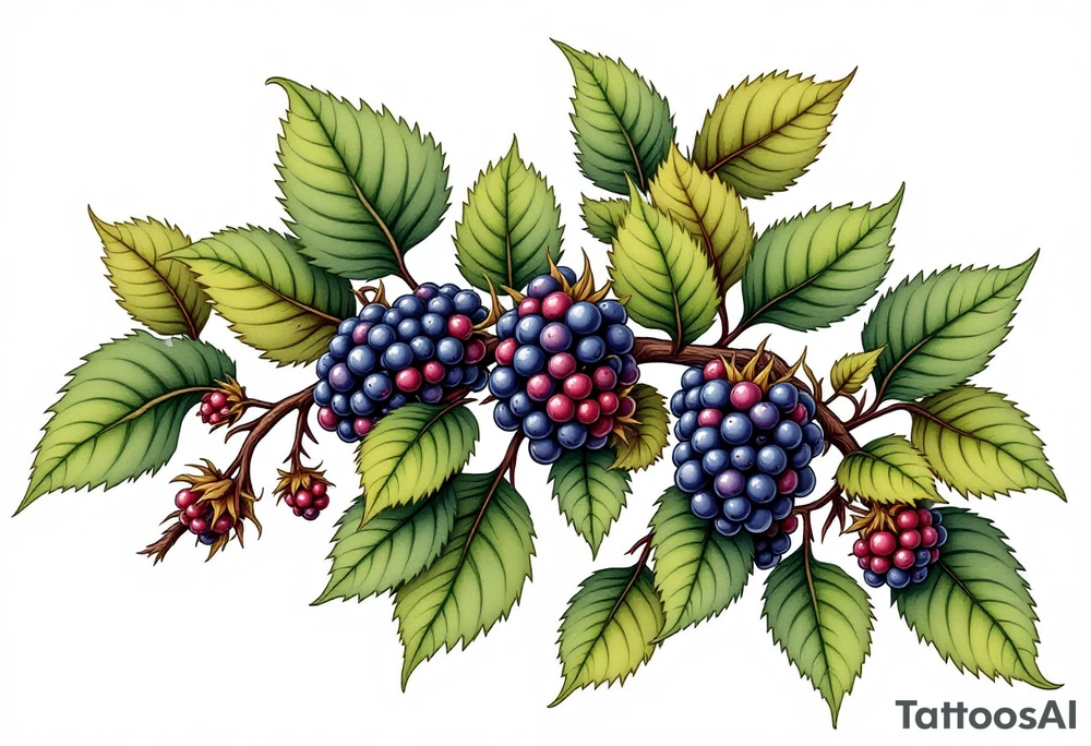 American traditional style Blackberry vine tattoo idea