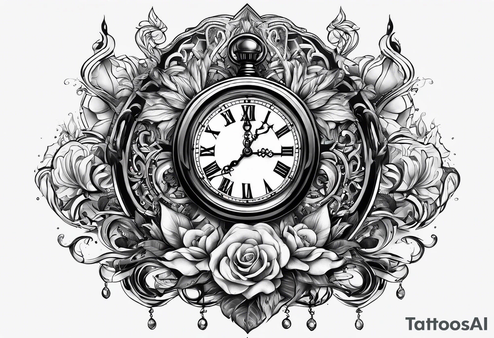 melting clock tattoo idea