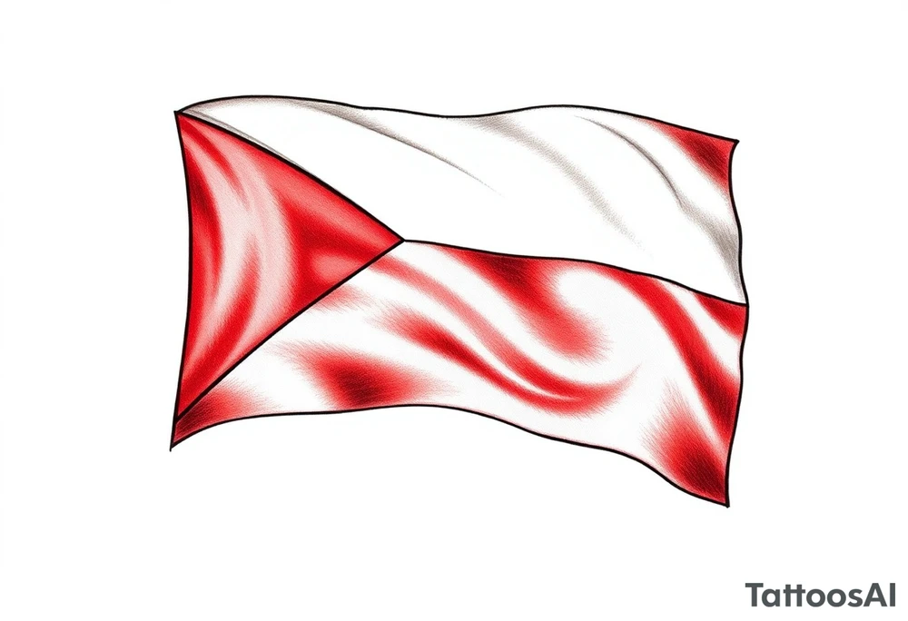 A waving Czech flag with realistic fabric texture, its red, white, and blue colors appearing vibrant and dynamic. tattoo idea