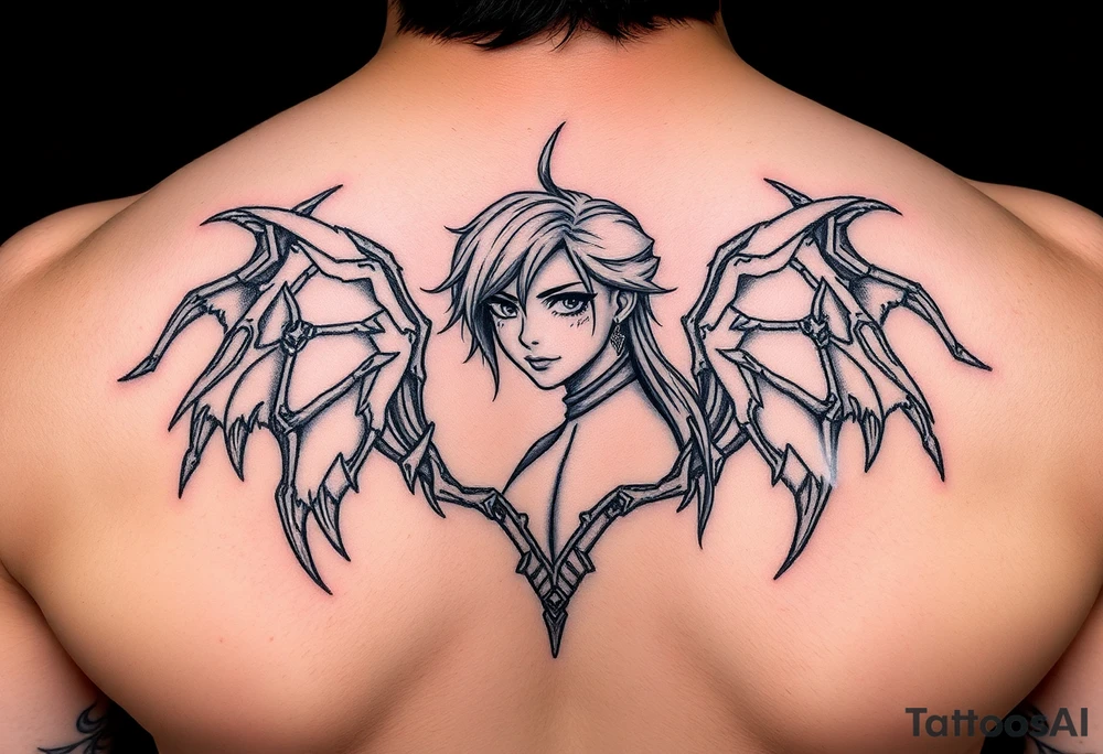 Créame un tarro en miniatura para la parte baja del bicep de una personaje principal de dragón Ball con el nombre dé Lorelay, el diseño representa a mi hermana pequeña tattoo idea