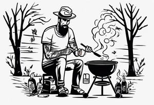 Father and son spending time grilling outside tattoo idea