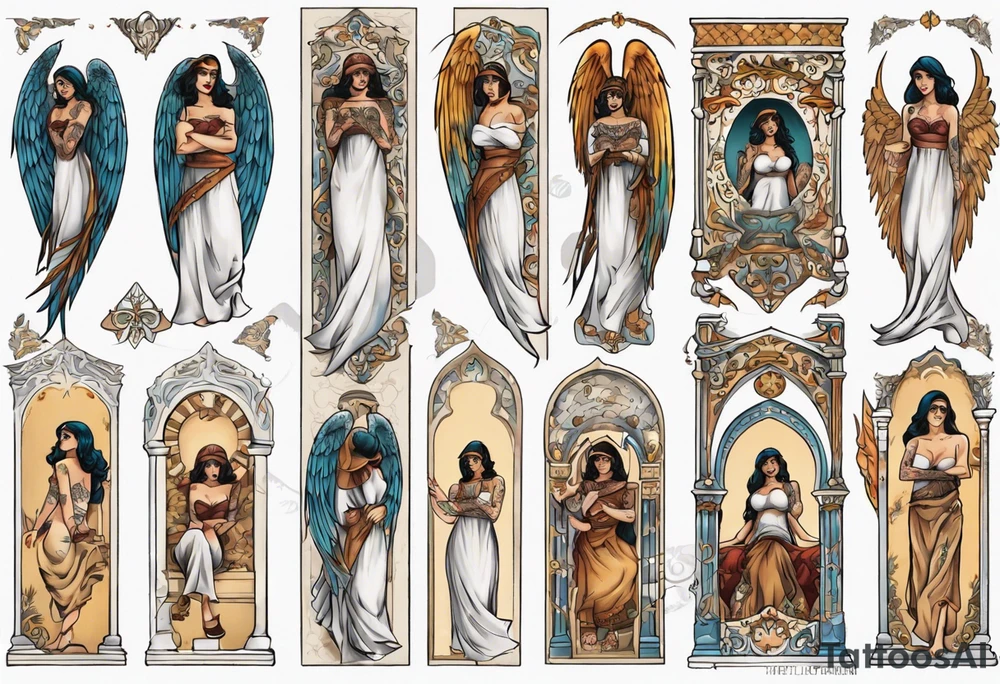 Middle Eastern Angel on a balcony tattoo idea