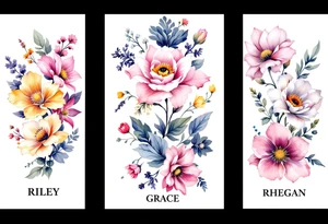 March, July, January birth month flowers. Riley, Grace, Rhegan tattoo idea