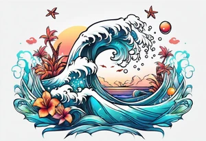 Animal cute , ocean, palm tattoo idea