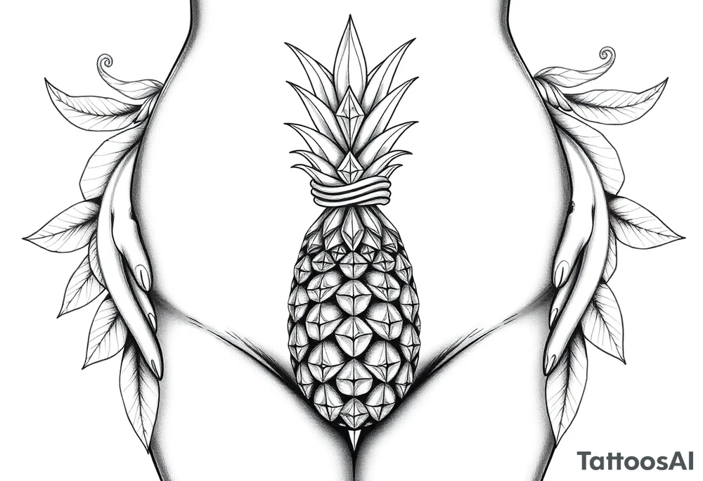 Pubic area vagina and anus using a pineapple with diamonds, magestic, crown, tattoo idea Pubic area vagina and anus using a pineapple with diamonds, magestic, crown, tattoo idea