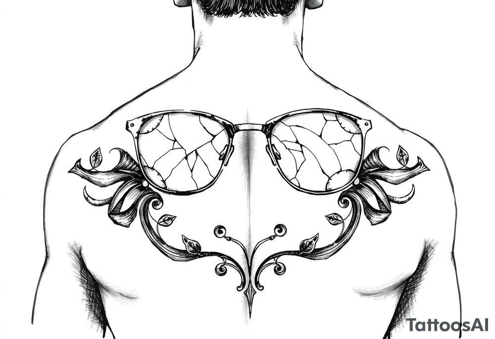 cracked glasses memory of poor eyesight reminder to take care of eyesight, men's tattoo on arm tattoo idea