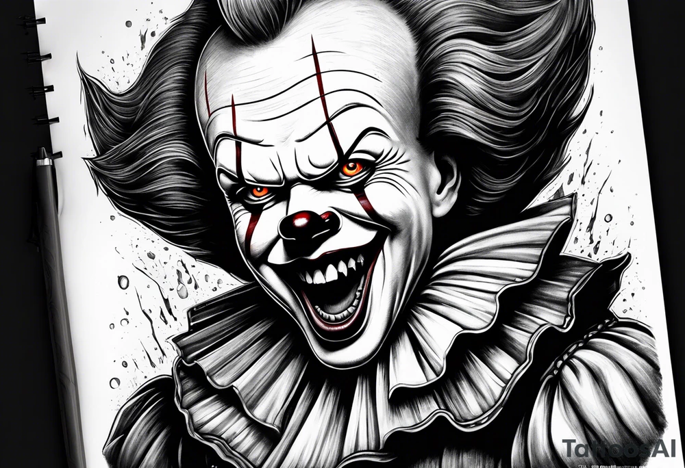 pennywise, scary, horror tattoo idea