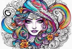 Books with sparkles and swirls tattoo idea