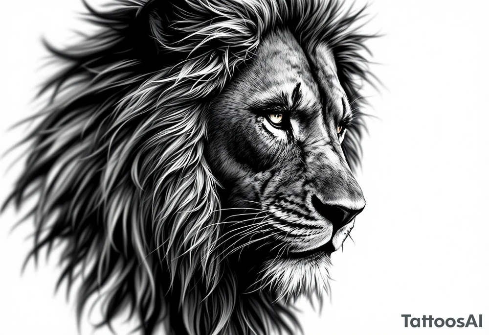 Black African god with lion tattoo idea