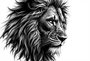 Black African god with lion tattoo idea