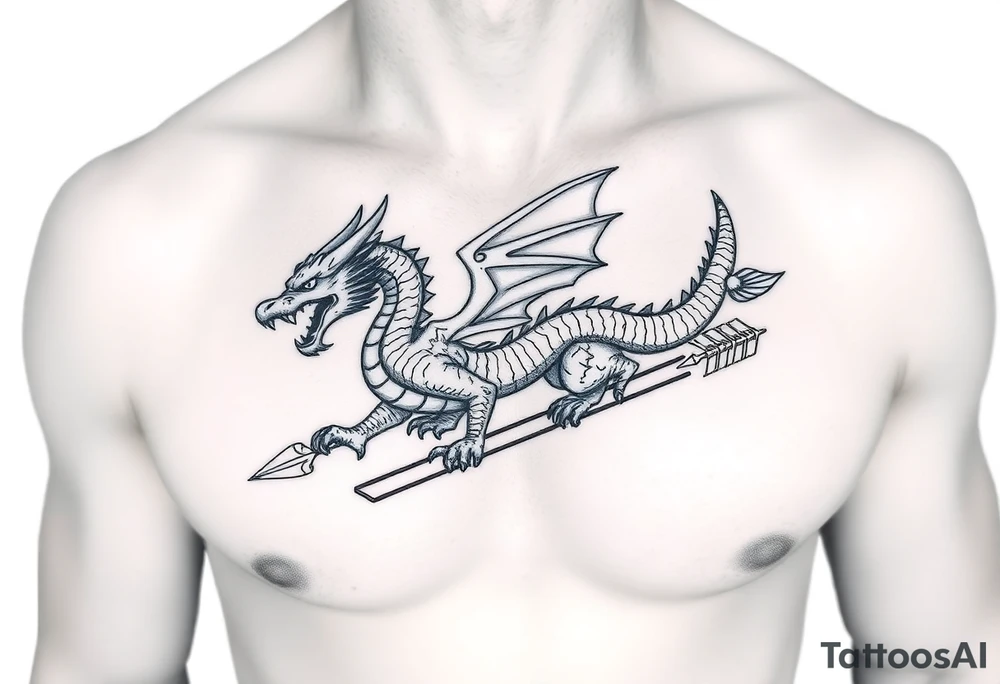 dragon sleighed by arrow tattoo idea