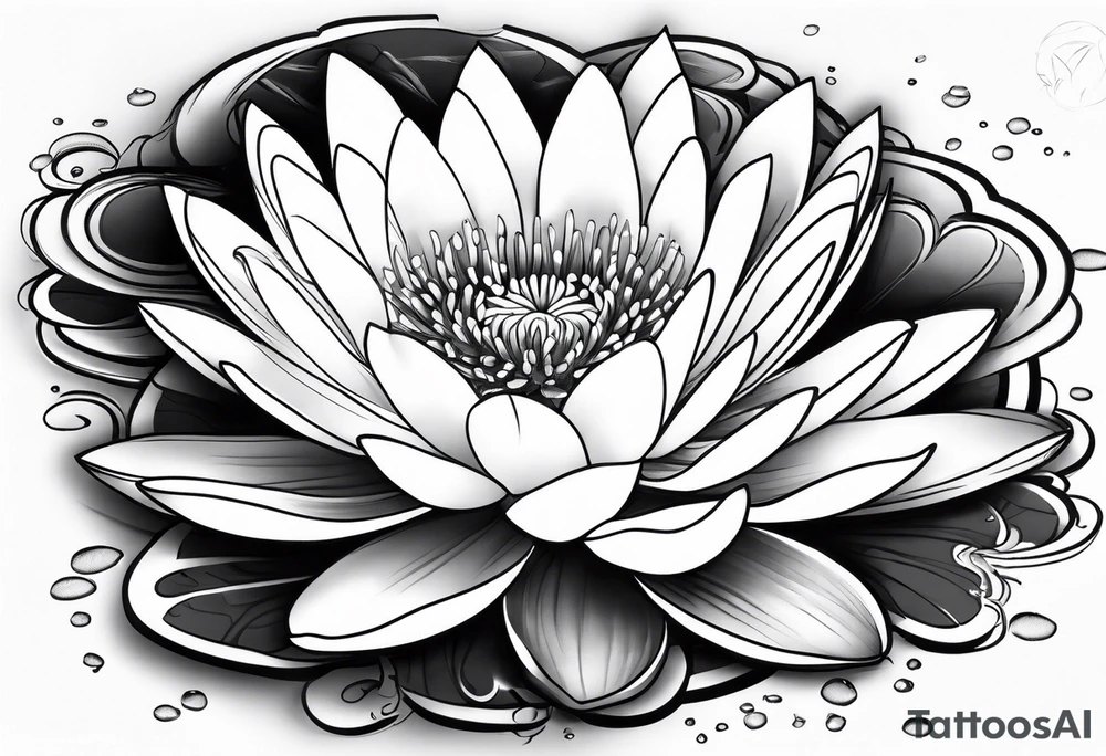 Water Lilly and aster flowers tattoo idea