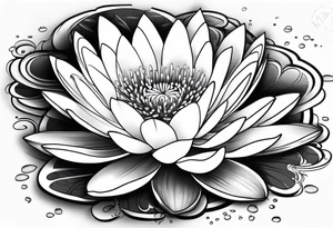 Water Lilly and aster flowers tattoo idea
