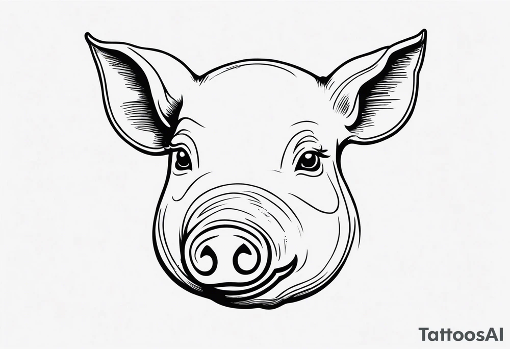 minimalist tattoo of a cute pig or piglet that contains text: "friends. not food" tattoo idea