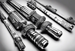 Sketch of 2 lightsaber hilts, including the phrase "May the 4th" tattoo idea
