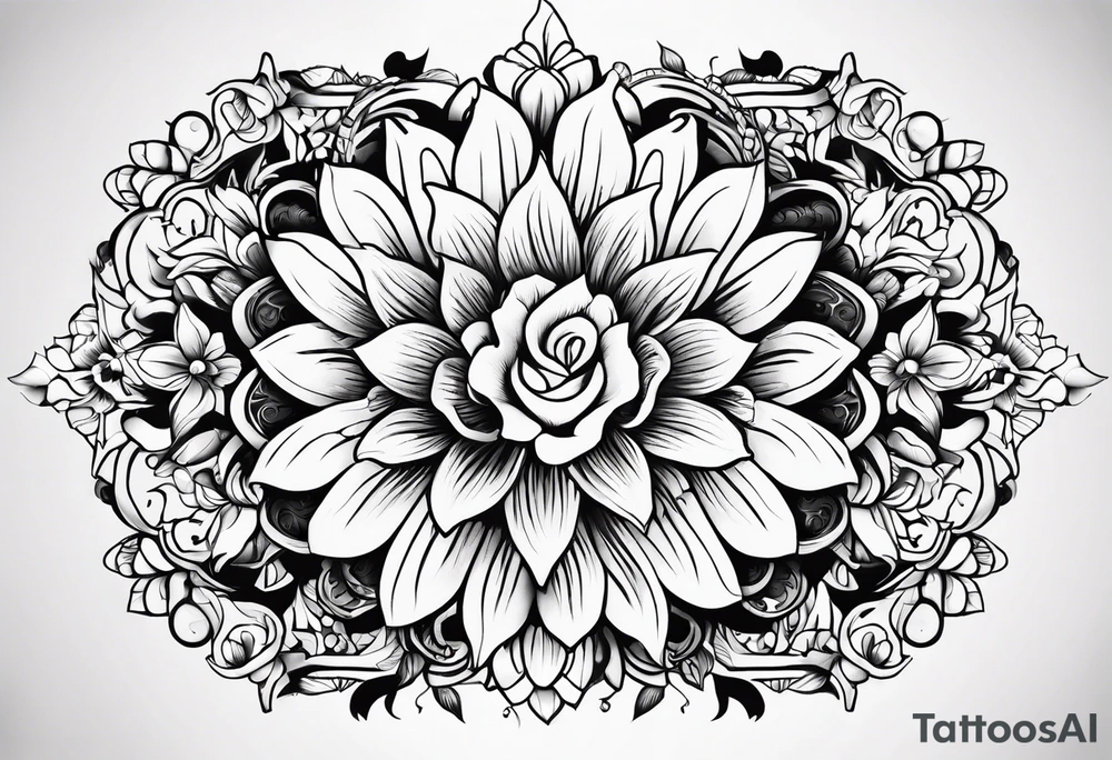 ornaments of flowers tattoo idea