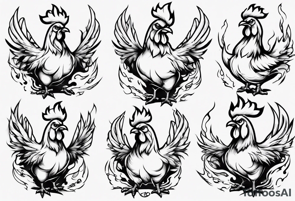 Chicken on fire tattoo idea