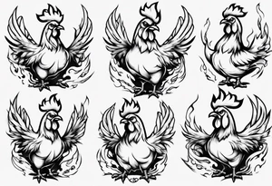 Chicken on fire tattoo idea