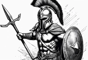 Spartan warrior holding a spear pointing at enemy tattoo idea