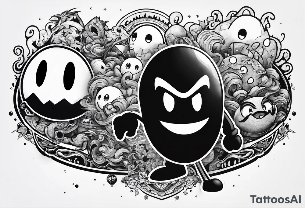 Pac-Man chasing monsters tattoo idea