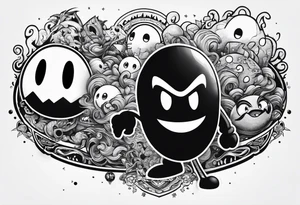 Pac-Man chasing monsters tattoo idea