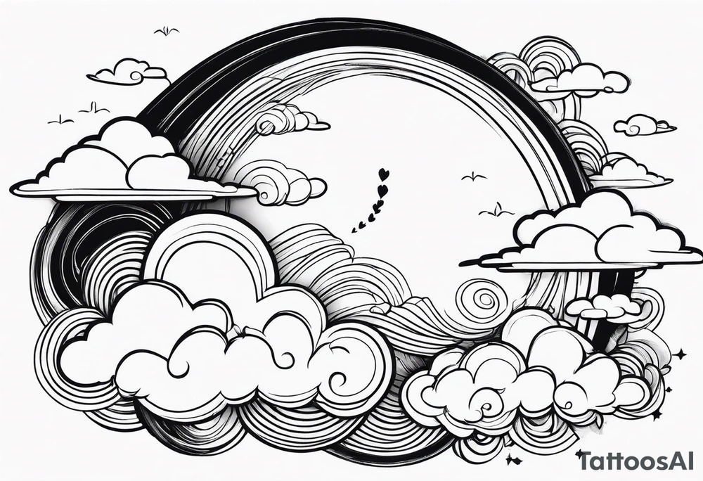 heaven clouds swirl vignette tattoo idea