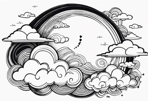 heaven clouds swirl vignette tattoo idea