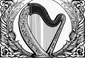 Irish harp with the New Zealand Silver Fern tattoo idea