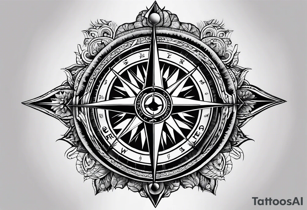 A arm tattoo that consists of a compass, the words seek peace and pursue it, tattoo idea