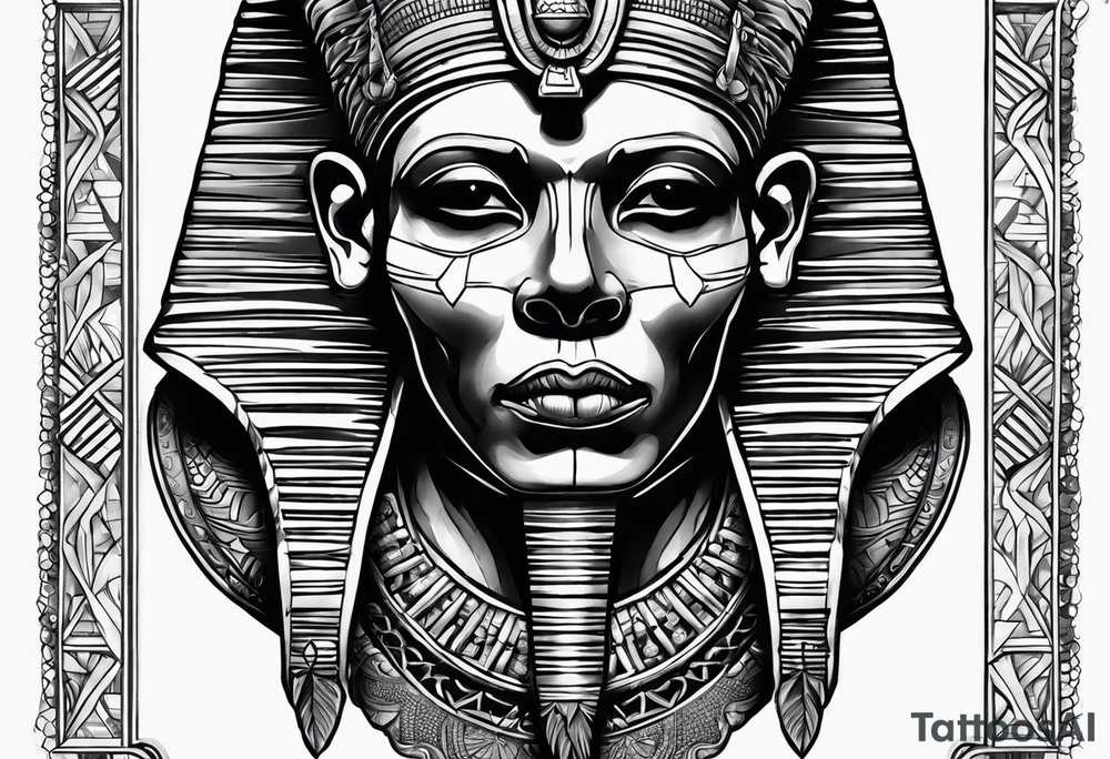 Black pharaoh skull tattoo idea
