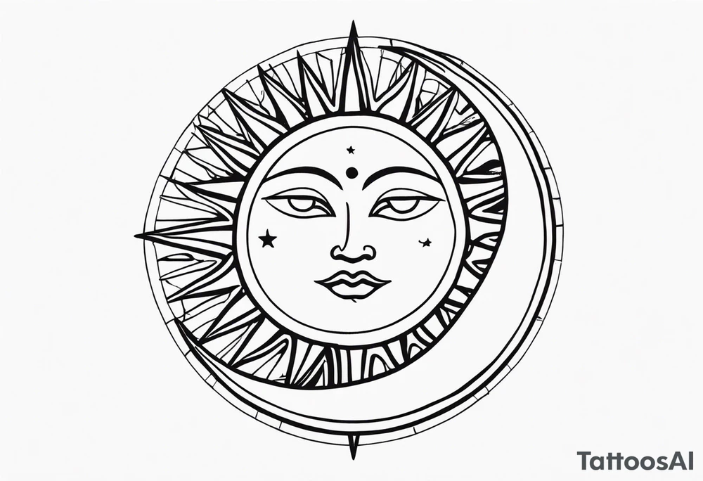 Sun and moon small tattoo idea