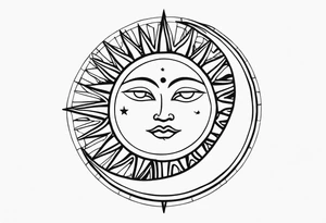 Sun and moon small tattoo idea
