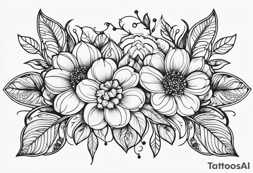 ornaments of flowers tattoo idea
