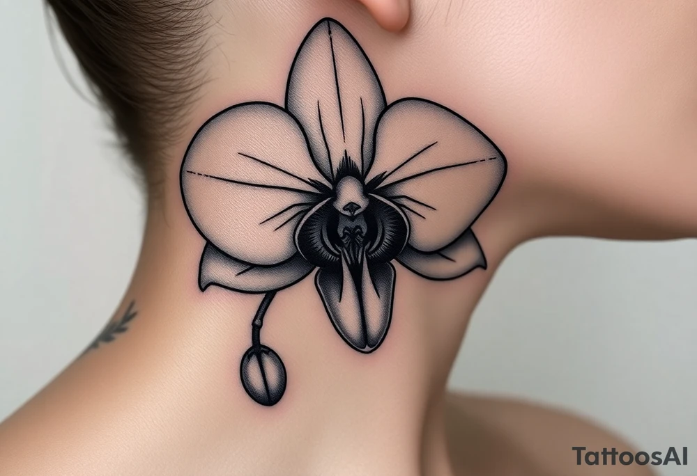 Orchid realistic with a mix with vagina tattoo idea