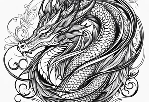 Long dragon long swirly tail girly tattoo idea