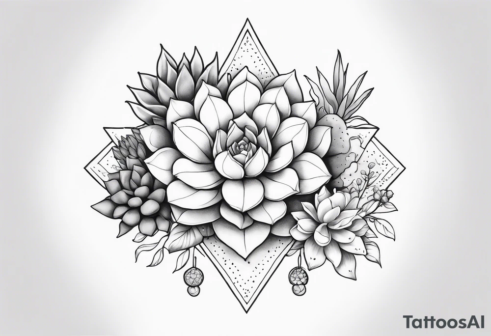 fine line with sun, stars, floral, dots, three succulents
. Sternum tattoo grey scale shading tattoo idea