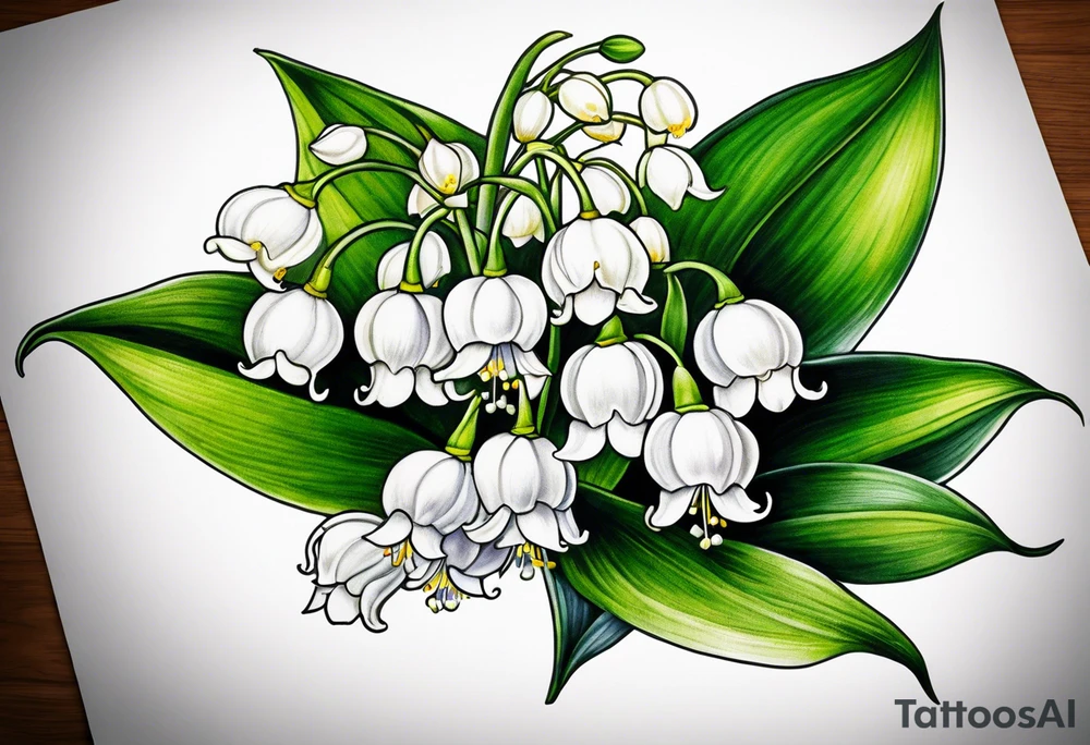 lily of the valley and belladona flowers tattoo idea